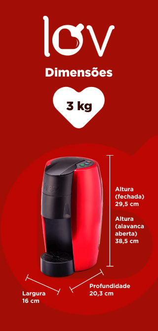 Cafeteira Elétrica Automática Espresso 3 Corações LOV Vermelha - 127V