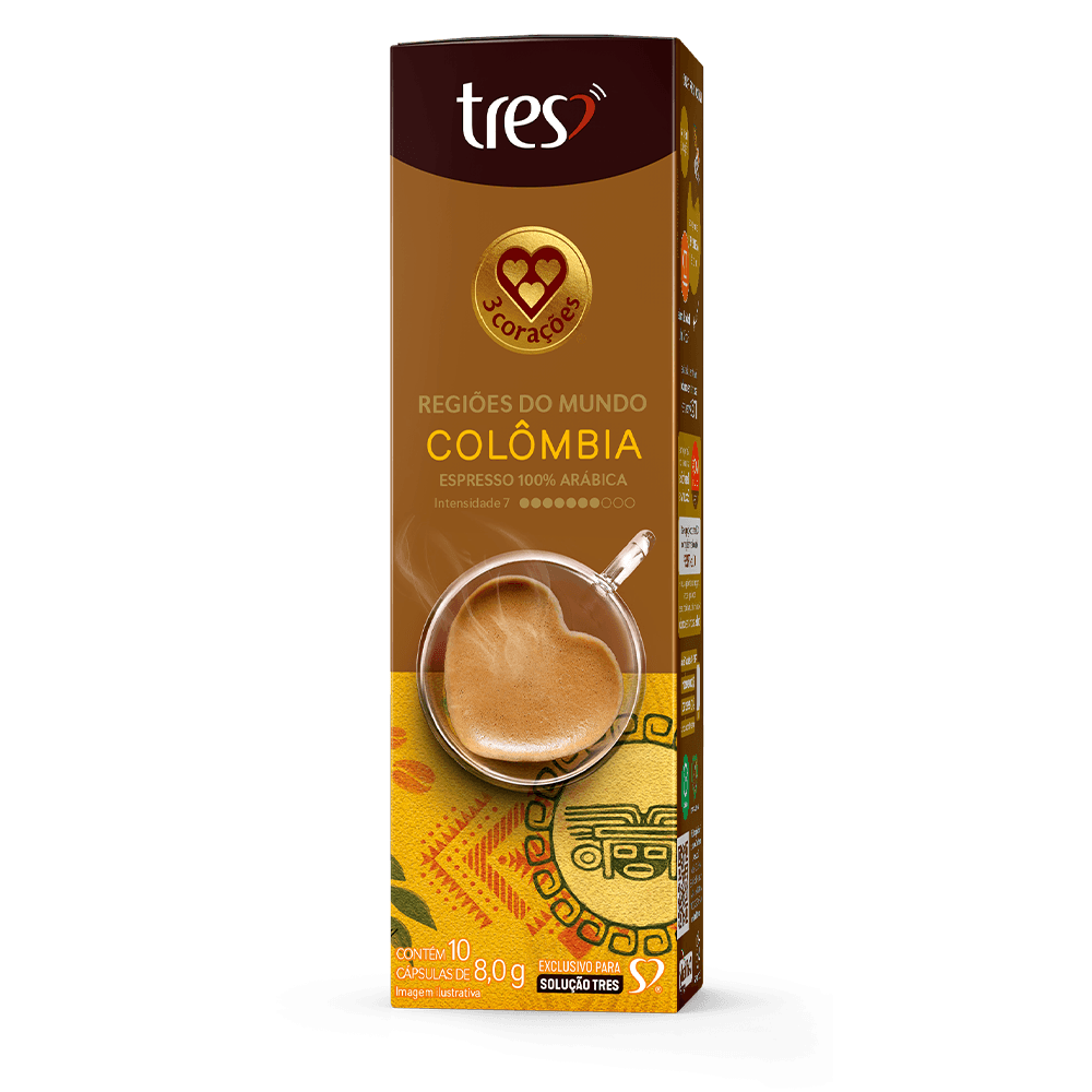 Cápsula de Café Espresso Regiões do Mundo Colômbia TRES 3 Corações