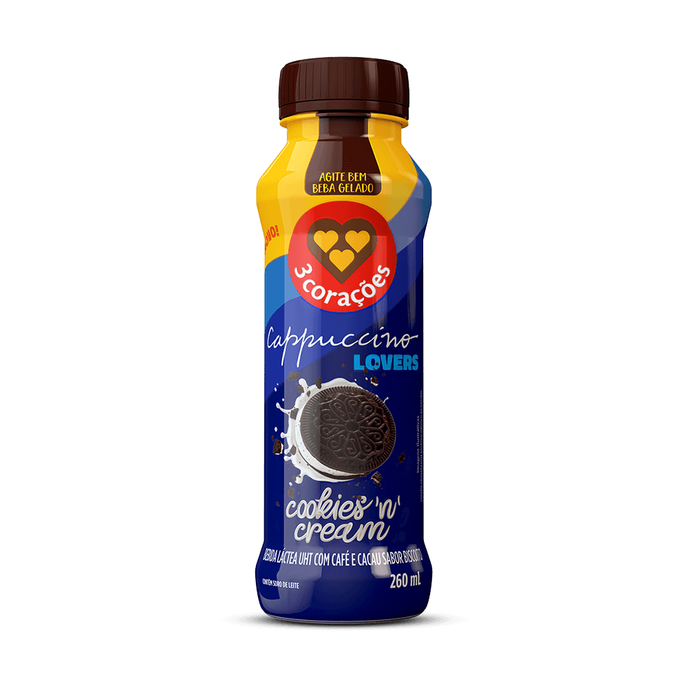 コーヒー Cappuccino Pronto Cookies'n Cream 3 Corações 260ML