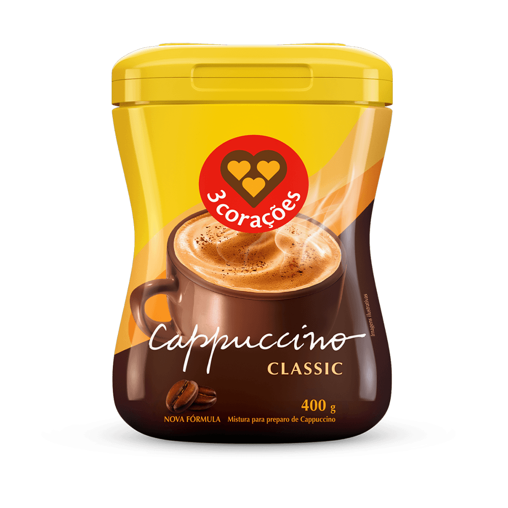 Cappuccino 3 Corações Classic Pote 400g - Mercafé