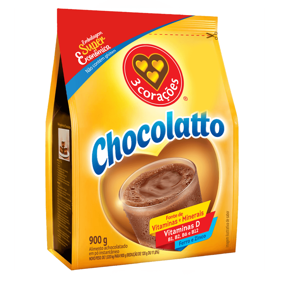 【ボトムカット】 Chocolate X RC 3芽あり Achocolatado Chocolatto 3 Corações Refil Pacote 900g