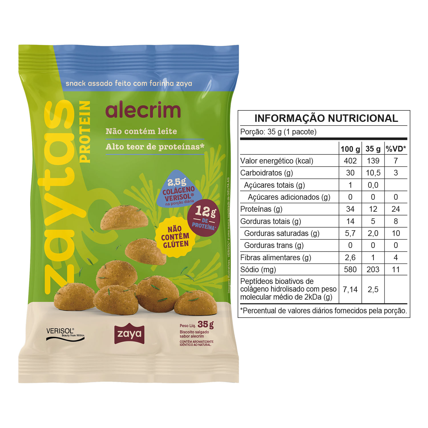 Snack Zaytas Protein Alecrim Zaya 35G
