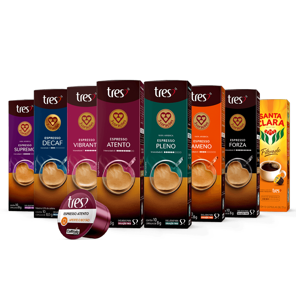 Kit Espresso Lovers 80 Cápsulas TRES 3 Corações - Cafés e Cápsulas